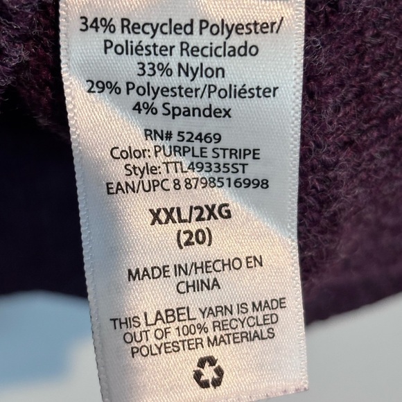 Time and Tru XXL Women’s Sweater – Purple Gray Colorblock Stripe Pullover - Picture 11 of 12